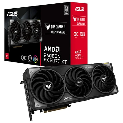 Carte graphique TUF Gaming Radeon RX 9070 XT OC d'ASUS avec 16 Go de mémoire GDDR6