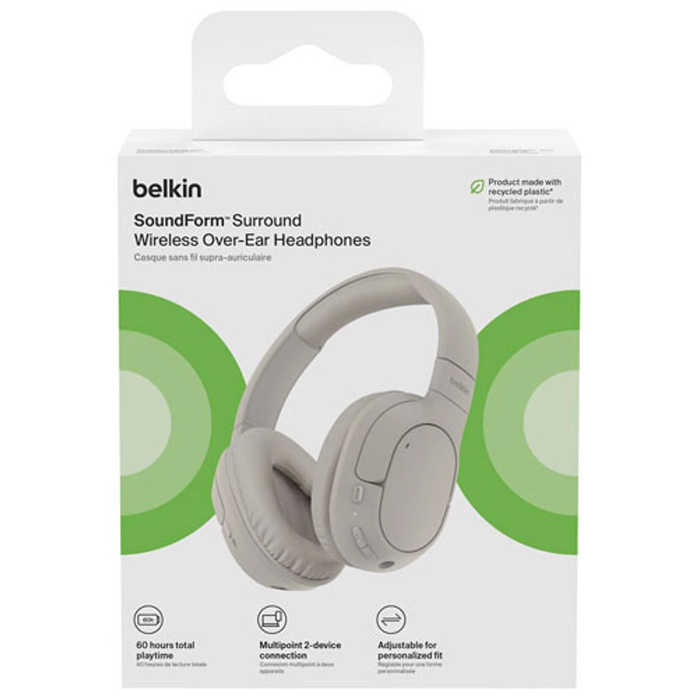 Belkin SoundForm Surround Over-Ear Sound Isolating True Wireless Headphones - Sand