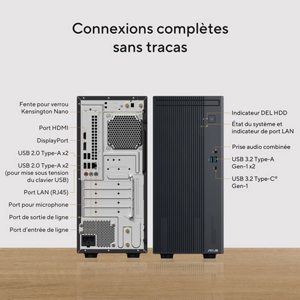 Ordinateur de jeu V500 Mini Tower d'ASUS (Core i7-13620H d'Intel/RAM 16 Go/SSD 1 To/carte graphique UHD d'Intel/Windows 11)