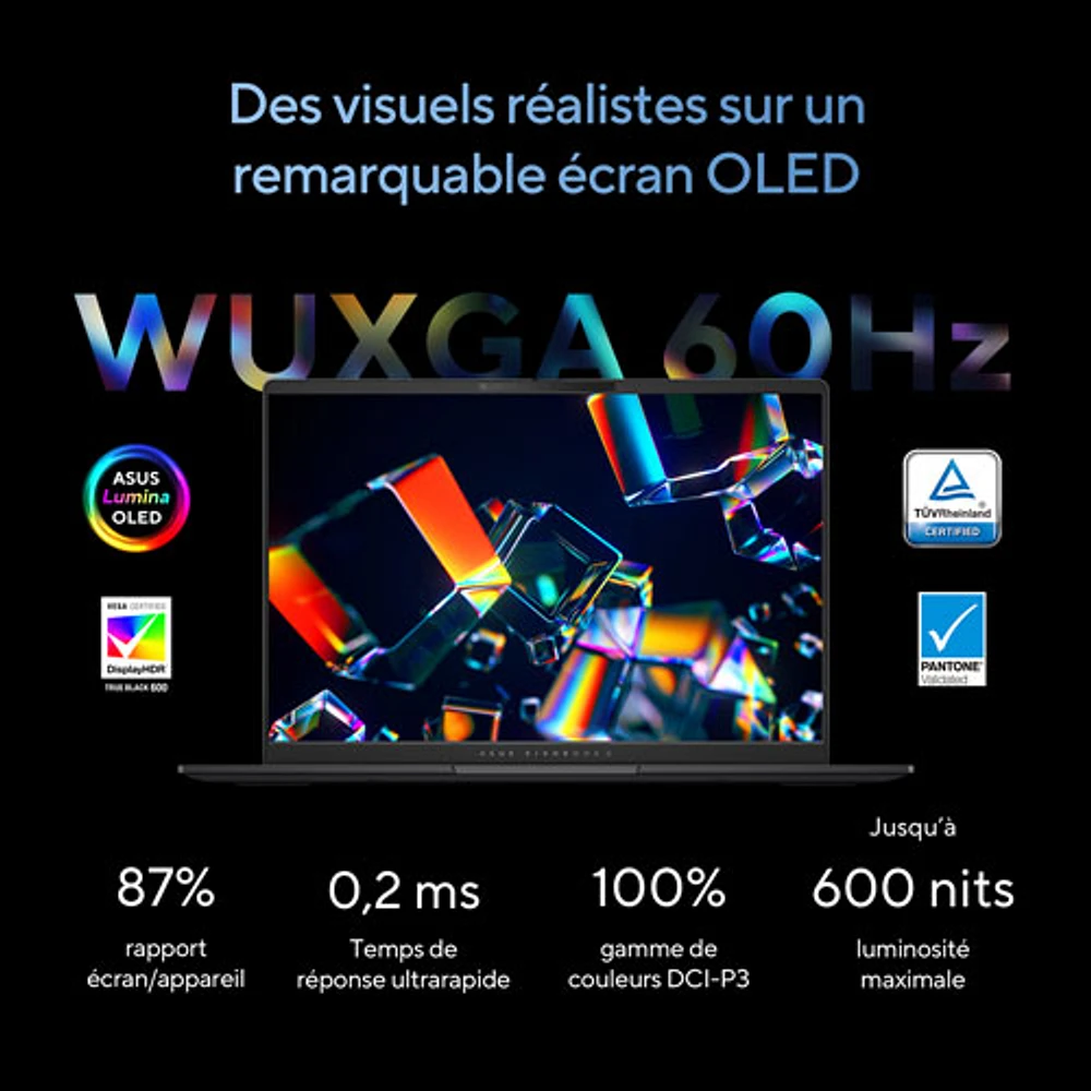Portable professionnel de 14 po Vivobook S 14 d'ASUS - Noir neutre (Core Ultra 7 d'Intel/RAM 16 Go/SSD 1 To/Windows 11 Famille)