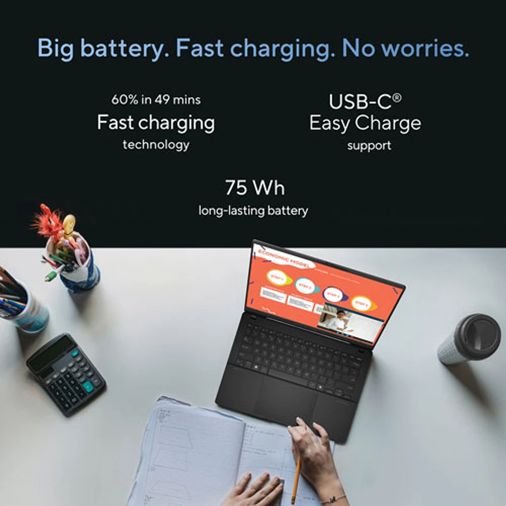 Portable professionnel de 14 po Vivobook S 14 d'ASUS - Noir neutre (Core Ultra 7 d'Intel/RAM 16 Go/SSD 1 To/Windows 11 Famille)