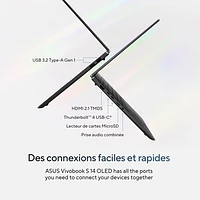 Portable professionnel de 14 po Vivobook S 14 d'ASUS - Noir neutre (Core Ultra 7 d'Intel/RAM 16 Go/SSD 1 To/Windows 11 Famille)