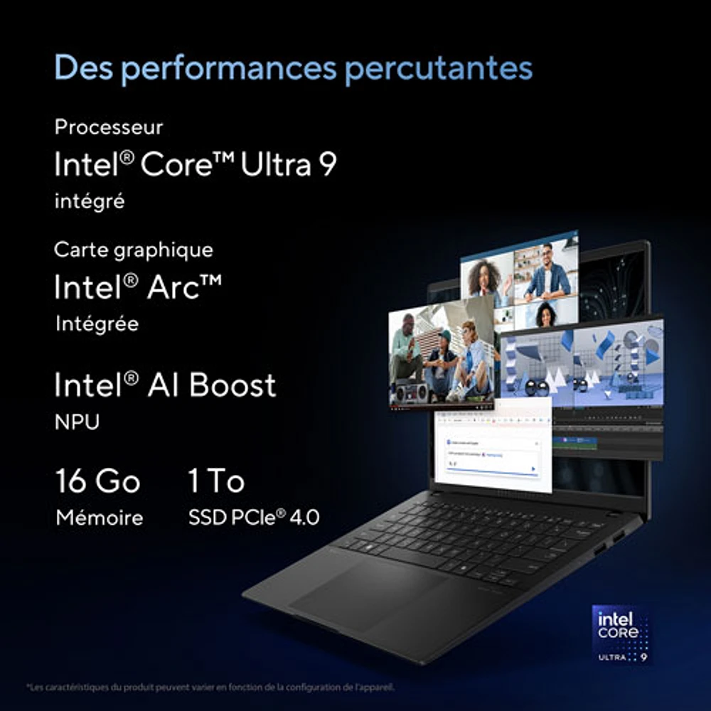 Portable professionnel de 14 po Vivobook S 14 d'ASUS - Noir neutre (Core Ultra 7 d'Intel/RAM 16 Go/SSD 1 To/Windows 11 Famille)