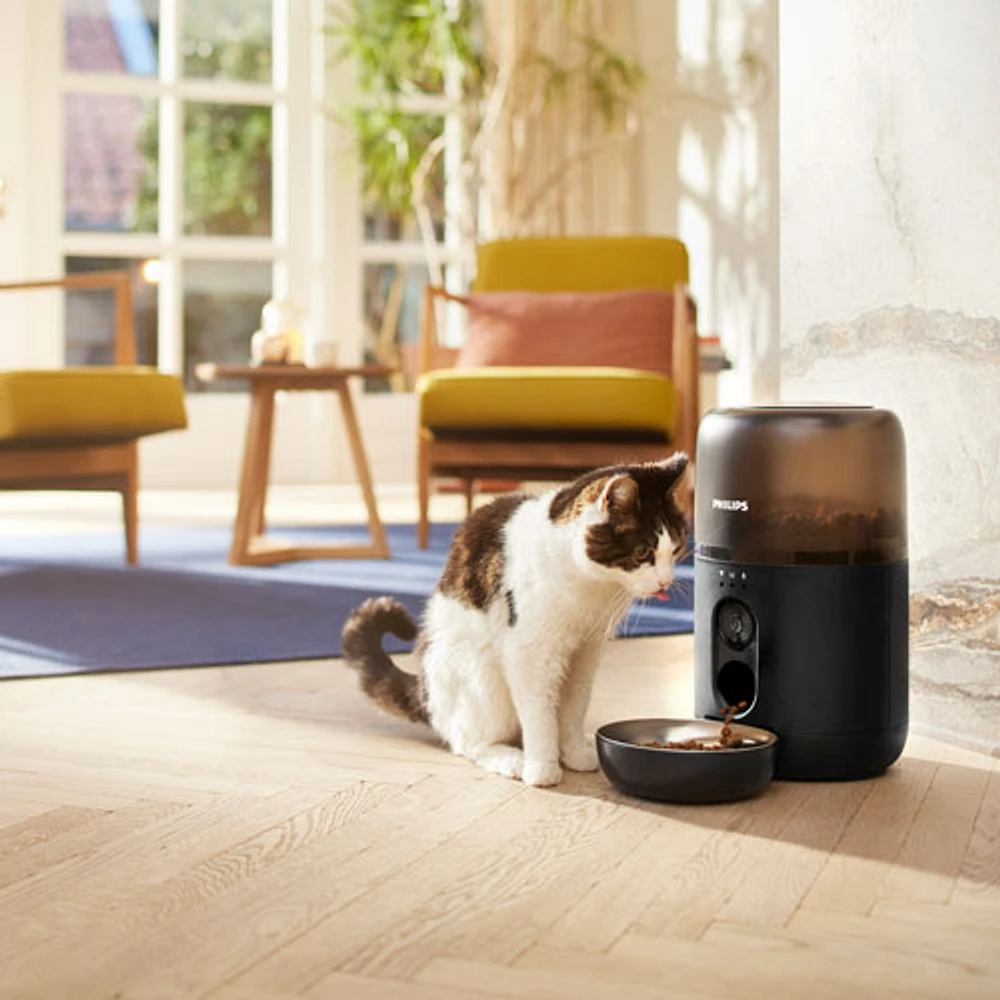 Distributeur intelligent de nourriture pour chats 4,5 l avec caméra série 5000 de Philips (PAW5320/02) - Noir