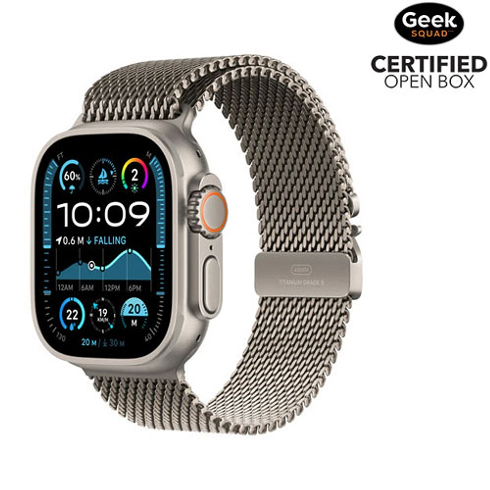Open Box - Apple Watch Ultra 2 (GPS + Cellular) 49mm Natural Titanium Case with Natural Titanium Milanese Loop - Medium