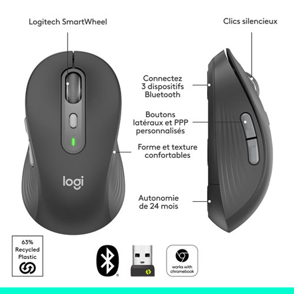 Logitech Signature Plus M750 L Bluetooth Optical Mouse - Graphite