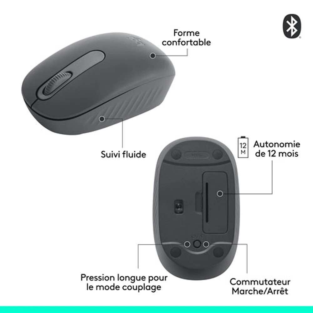 Logitech M196 1000 DPI Bluetooth Optical Mouse - Graphite