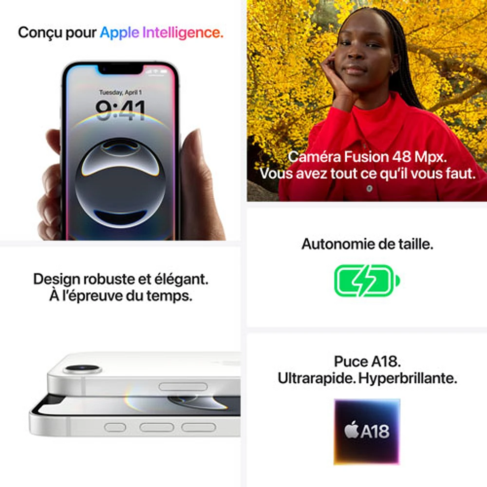 Koodo Apple iPhone 16e 128GB - White - Monthly Tab Payment