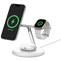 Belkin BoostCharge Pro 3-in-1 15W Qi2 Wireless Magnetic Charging Stand - White