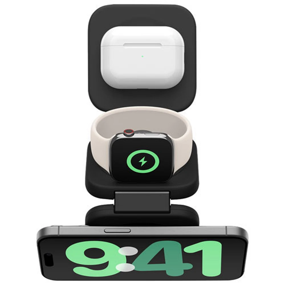 Belkin 3-in-1 15W Qi2 Wireless Travel Charging Pad with Travel Bag - Black