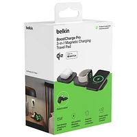 Belkin 3-in-1 15W Qi2 Wireless Travel Charging Pad with Travel Bag - Black