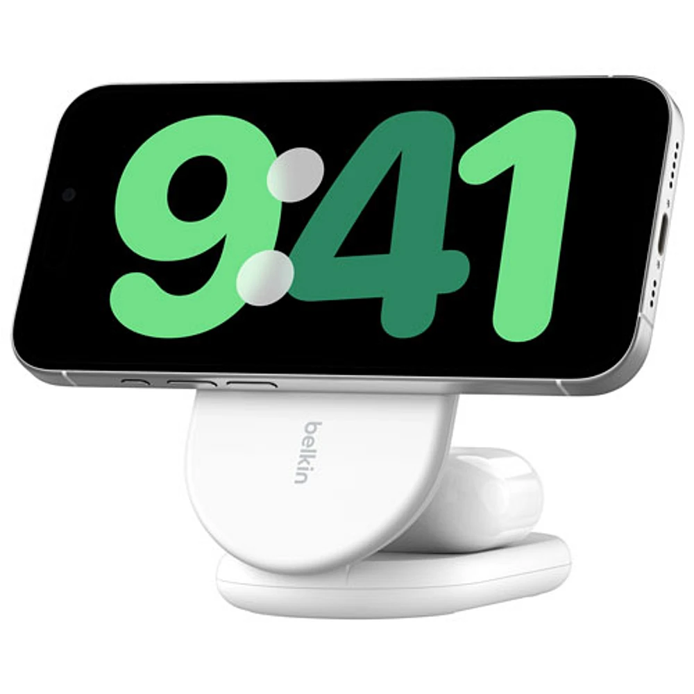 Belkin 2-in-1 15W Qi2 Wireless Foldable Charging Stand - White