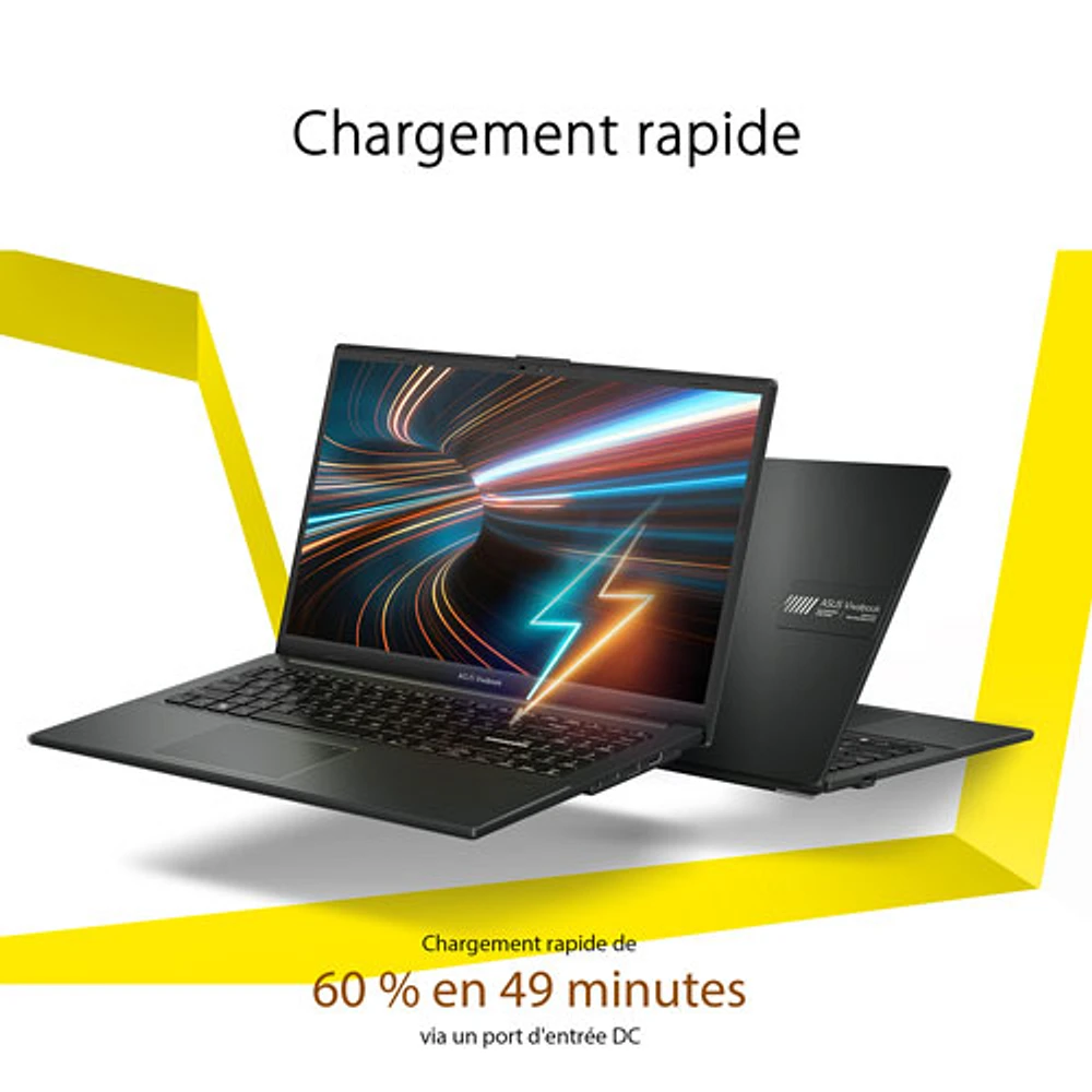 Portable professionnel de 15,6 po Vivobook Go 15 d'ASUS - Noir mixte (Core i3-N100 d'Intel/RAM 4 Go/SSD 128 Go/Windows 11 Famille)