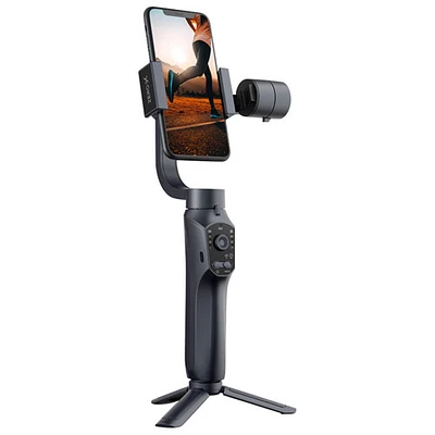 Stabilisateur à cardan à 3 axes pour téléphone intelligent avec chargeur portable de Zero-X - Noir