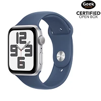 Open Box - Apple Watch SE (GPS) 44mm Silver Aluminum Case with Denim Sport Band - Medium/Large