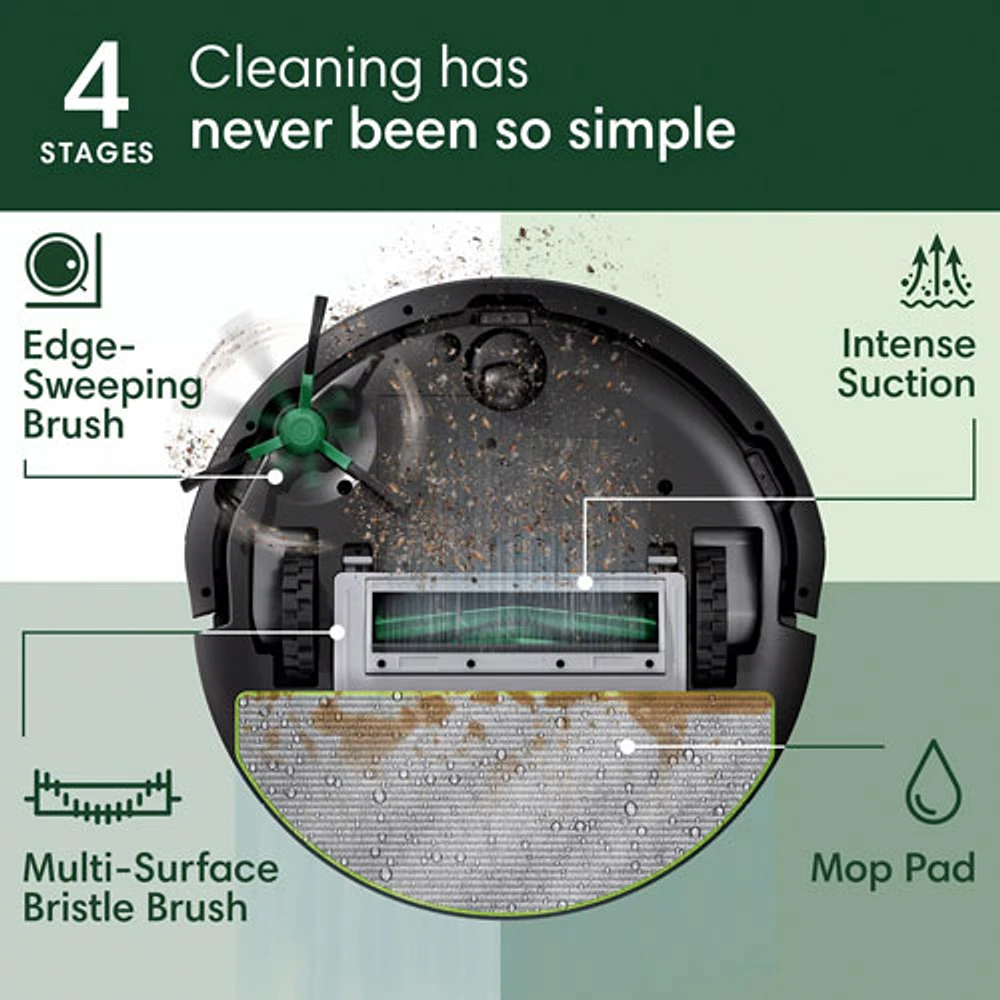 iRobot Roomba 105 Combo Wi-Fi Connected Self-Empty Robot Vacuum & Mop - Black