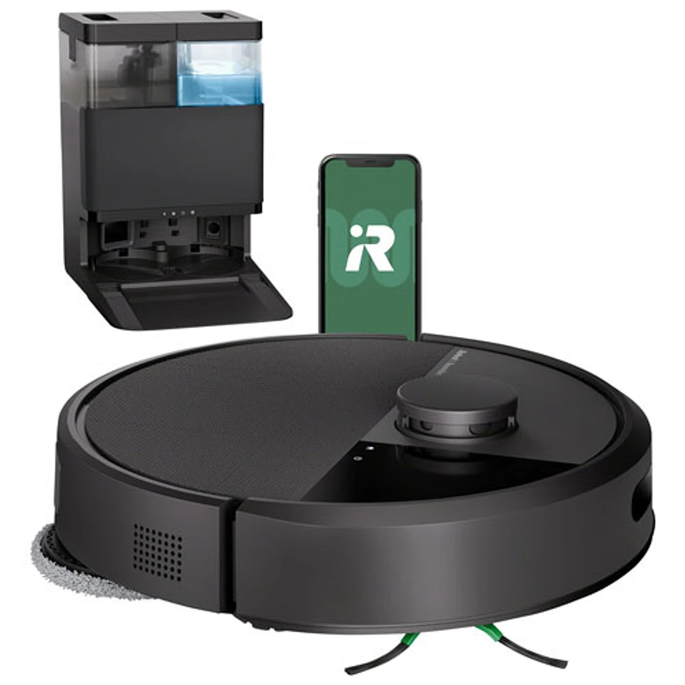 Aspirateur robot à vadrouille connecté Wi-Fi à vidage automatique Roomba Plus 405 Combo d'iRobot - Noir