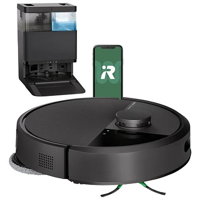 Aspirateur robot à vadrouille connecté Wi-Fi à vidage automatique Roomba Plus 405 Combo d'iRobot - Noir