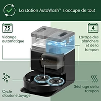 Aspirateur robot à vadrouille connecté Wi-Fi à vidage automatique Roomba Plus 405 Combo d'iRobot - Noir