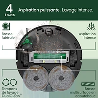 Aspirateur robot à vadrouille connecté Wi-Fi à vidage automatique Roomba Plus 405 Combo d'iRobot - Noir