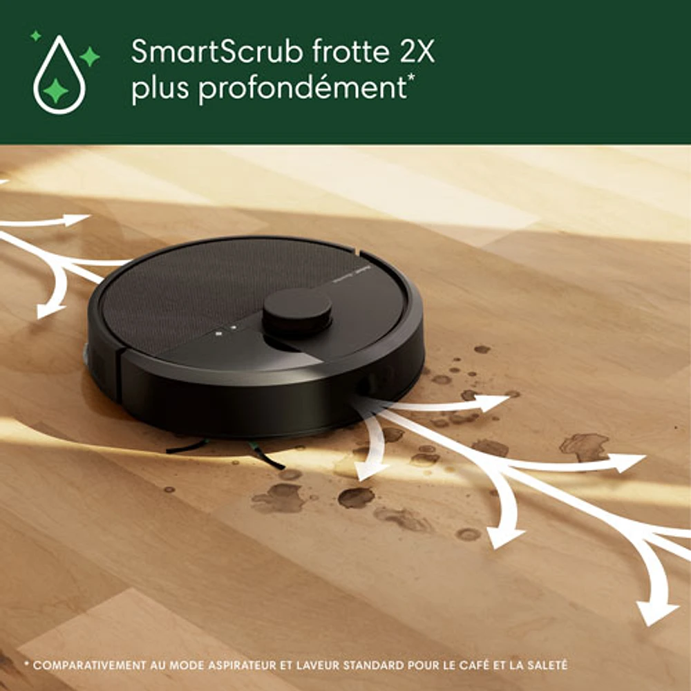 Aspirateur robot à vadrouille connecté Wi-Fi à vidage automatique Roomba Plus 405 Combo d'iRobot - Noir