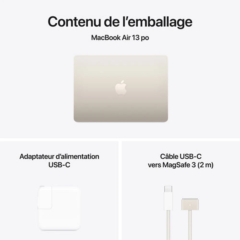Apple MacBook Air 13.6" w/ Touch ID (2025) - Starlight (Apple M4 / 16GB RAM / 256GB SSD) - English