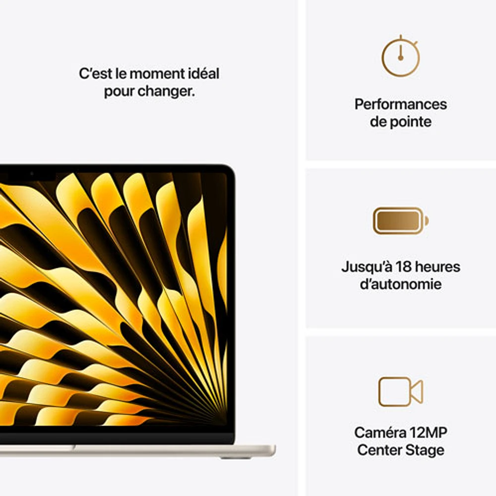 Apple MacBook Air 13.6" w/ Touch ID (2025) - Starlight (Apple M4 / 16GB RAM / 256GB SSD) - English