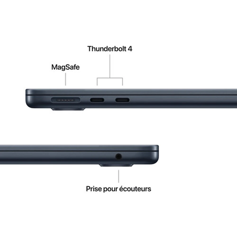 MacBook Air de 13,6 po avec Touch ID d'Apple (2025) - Minuit (M4 d'Apple/RAM 16 Go/SSD Go