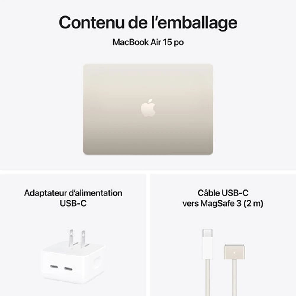 Apple MacBook Air 15.3" w/ Touch ID (2025) - Starlight (Apple M4 / 16GB RAM / 512GB SSD) - English