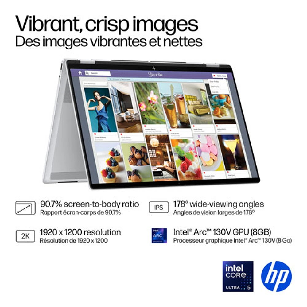 Portable Copilot+ PC 2-en-1 tactile de 16 po OmniBook 7 Flip de HP (Core Ultra 5-258v d'Intel/RAM 16 Go/SSD 512 Go)