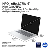 Portable Copilot+ PC 2-en-1 tactile de 16 po OmniBook 7 Flip de HP (Core Ultra 5-258v d'Intel/RAM 16 Go/SSD 512 Go)