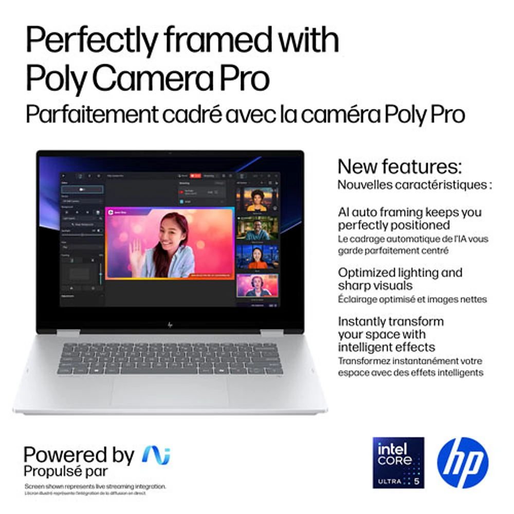 Portable Copilot+ PC 2-en-1 tactile de 16 po OmniBook 7 Flip de HP (Core Ultra 5-258v d'Intel/RAM 16 Go/SSD 512 Go)