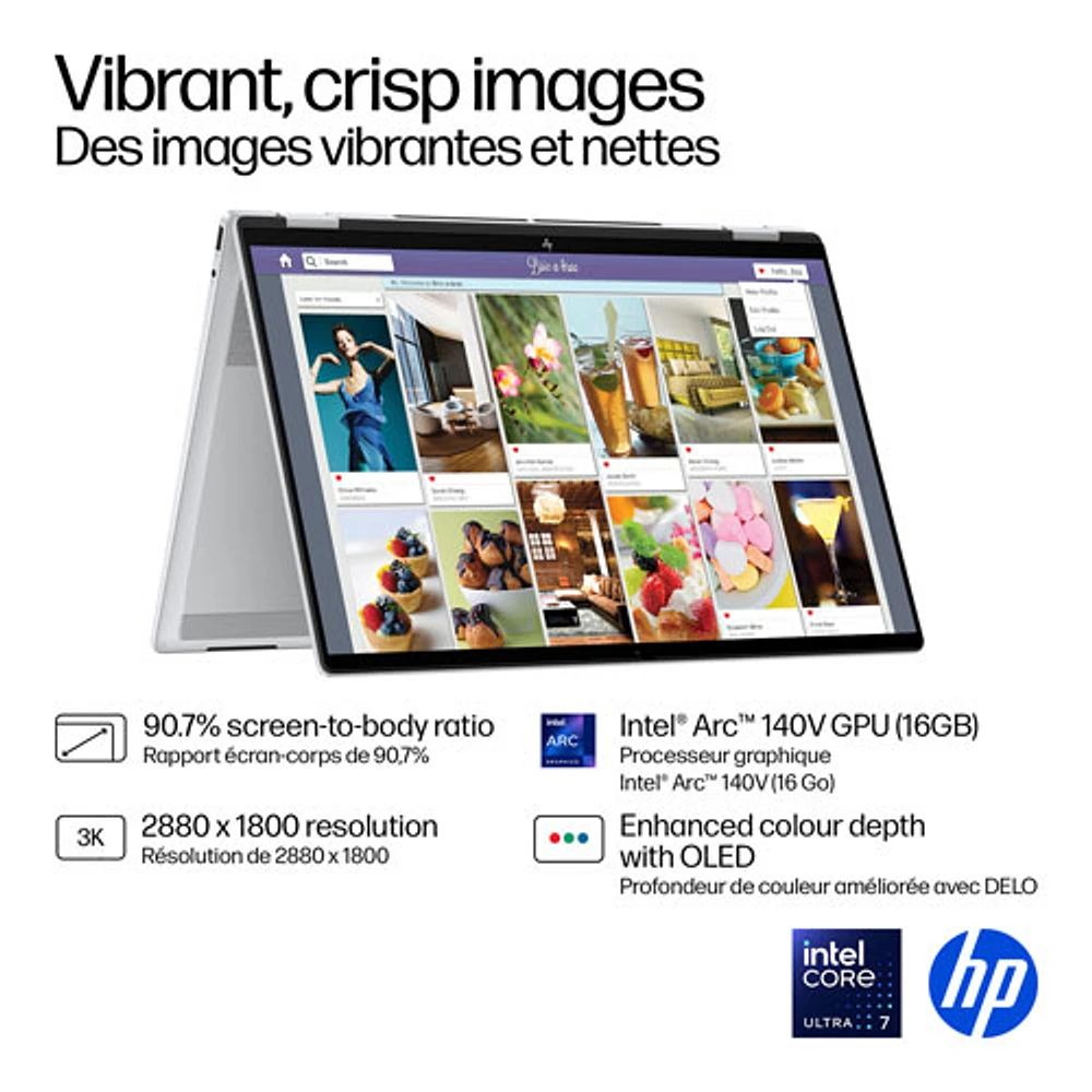 Portable Copilot+ PC 2-en-1 tactile de 16 po OmniBook 7 Flip de HP (Core Ultra 7-258V d'Intel/RAM 32 Go/SSD 1 To)
