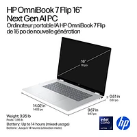 Portable Copilot+ PC 2-en-1 tactile de 16 po OmniBook 7 Flip de HP (Core Ultra 7-258V d'Intel/RAM 32 Go/SSD 1 To)