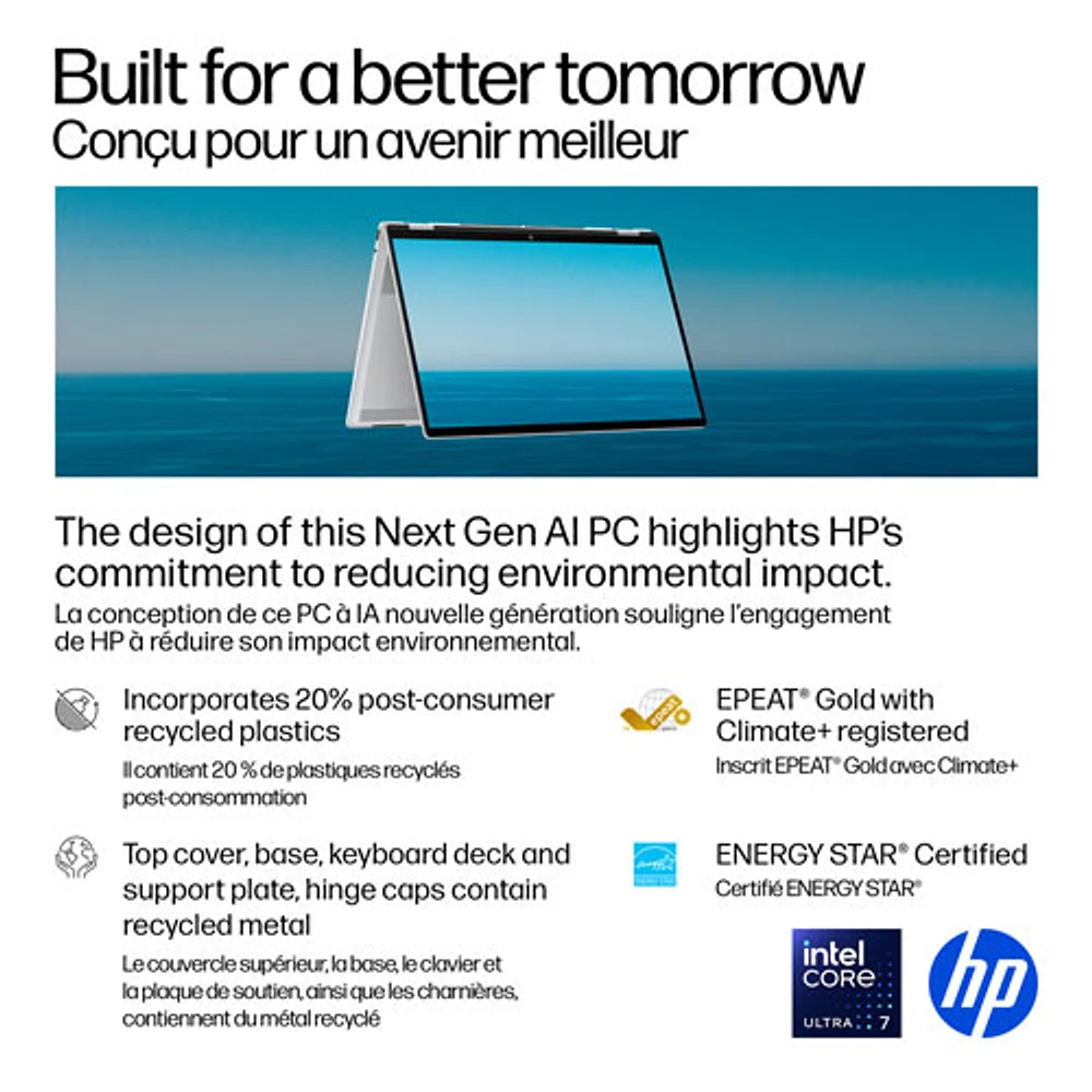 Portable Copilot+ PC 2-en-1 tactile de 16 po OmniBook 7 Flip de HP (Core Ultra 7-258V d'Intel/RAM 32 Go/SSD 1 To)