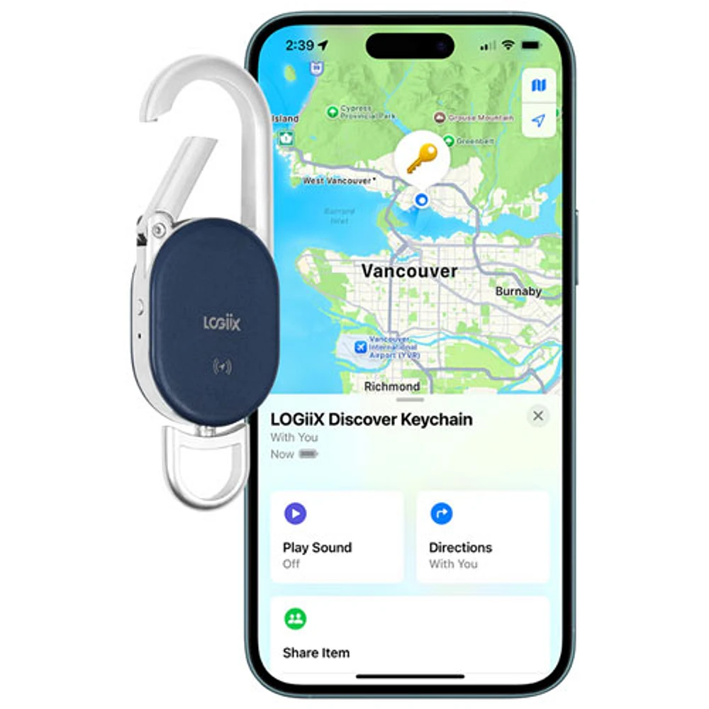 LOGiiX Discover Bluetooth Item Tracker Keychain - Midnight Blue