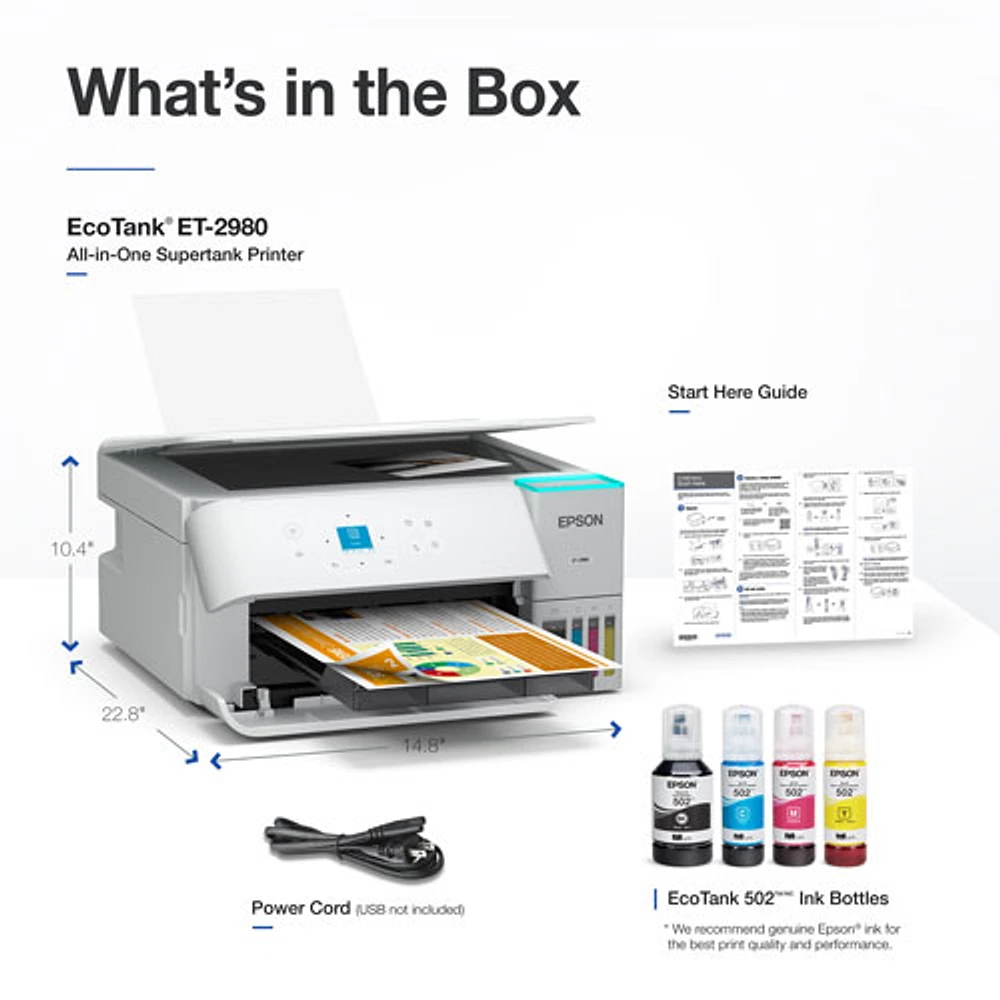 Epson EcoTank ET-2980 Wireless All-In-One Supertank Inkjet Printer - White