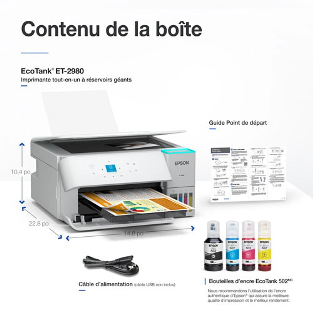 Epson EcoTank ET-2980 Wireless All-In-One Supertank Inkjet Printer - White