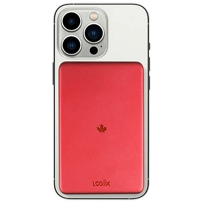 LOGiiX Piston Power Slim Mag 5000 mAh 20W USB-C Power Bank with MagSafe - Canada Red