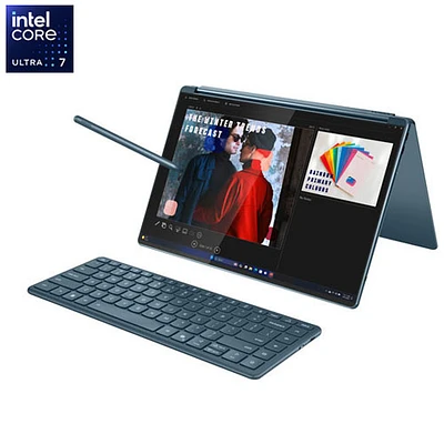Portable 2-en-1 à écran tactile Yogabook 9i de 14 po de Lenovo - Sarcelle (Core Ultra 7 255H d'Intel/RAM 16 Go/SSD 1 To)