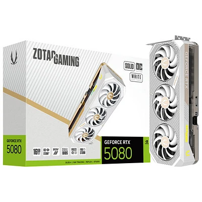Carte graphique GeForce RTX 5080 Solid Core OC édition White de ZOTAC Gaming avec mémoire GDDR7 de 16 Go