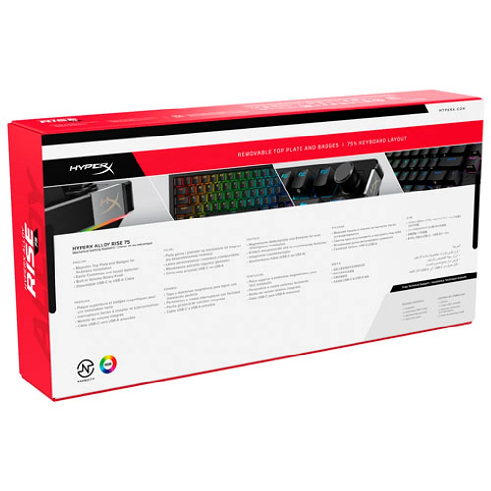 HyperX Alloy Rise 75 Backlit Mechanical Ergonomic Gaming Keyboard