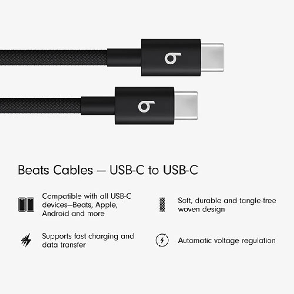 Câble tissé USB-C à USB-C de 1,5 m (4,9 pi) de Beats By Dr. Dre (MDGA4LL/A) - Noir éclair