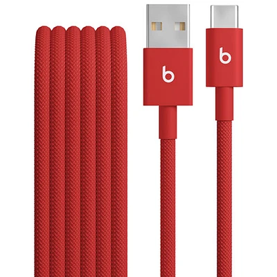 Beats By Dr. Dre 1.5m (4.9 ft.) USB-A to USB-C Woven Cable (MFEJ4LL/A) - Rapid Red