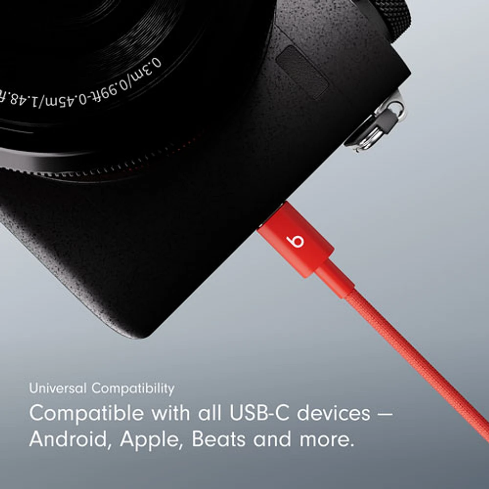 Beats By Dr. Dre 1.5m (4.9 ft.) USB-A to USB-C Woven Cable (MFEJ4LL/A) - Rapid Red