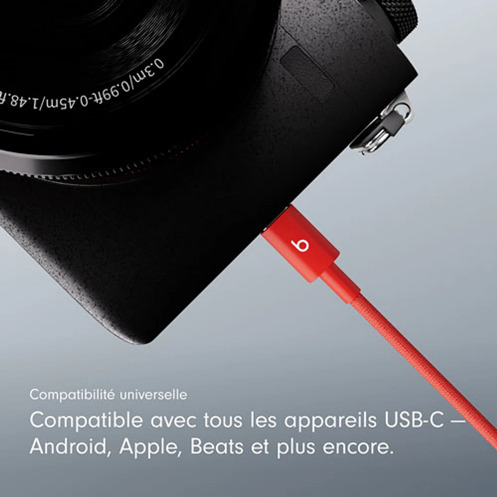 Beats By Dr. Dre 1.5m (4.9 ft.) USB-A to USB-C Woven Cable (MFEJ4LL/A) - Rapid Red
