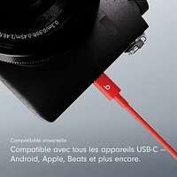Beats By Dr. Dre 1.5m (4.9 ft.) USB-A to USB-C Woven Cable (MFEJ4LL/A) - Rapid Red