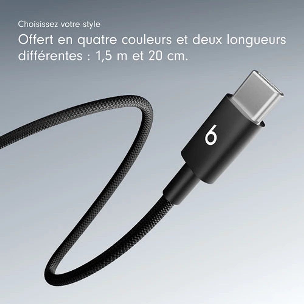 Câble tissé USB-C à USB-C de 1,5 m (4,9 pi) de Beats By Dr. Dre (MDGE4LL/A) - Bleu métal