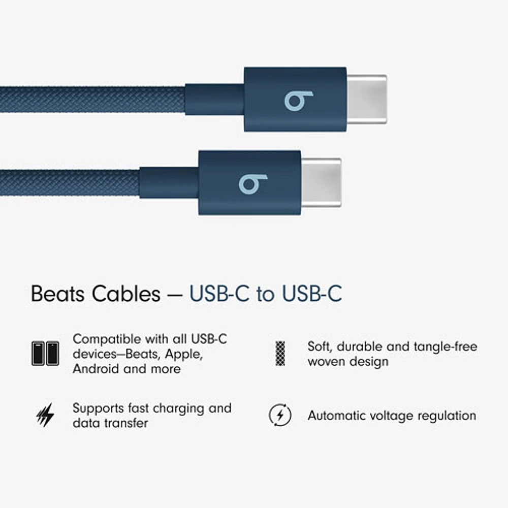 Câble tissé USB-C à USB-C de 1,5 m (4,9 pi) de Beats By Dr. Dre (MDGE4LL/A) - Bleu métal