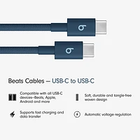 Câble tissé USB-C à USB-C de 1,5 m (4,9 pi) de Beats By Dr. Dre (MDGE4LL/A) - Bleu métal